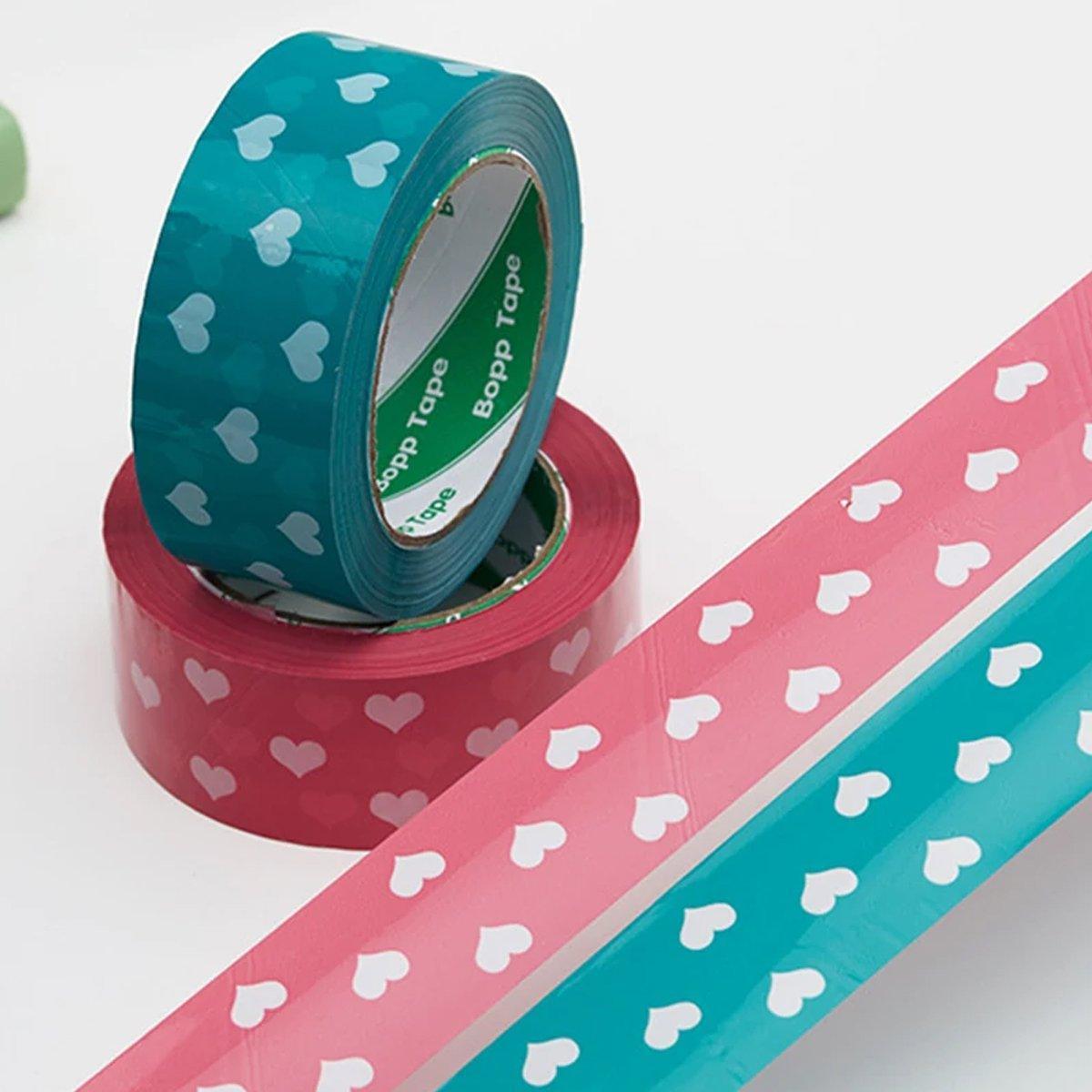 5pcs Cute Personality Packing Sealing Tape Adhesive Heart Design Colourful Glue - Pink - SuperSaverAU - view 3