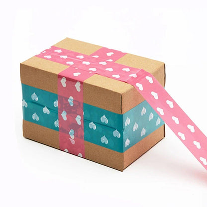 5pcs Cute Personality Packing Sealing Tape Adhesive Heart Design Colourful Glue - Pink