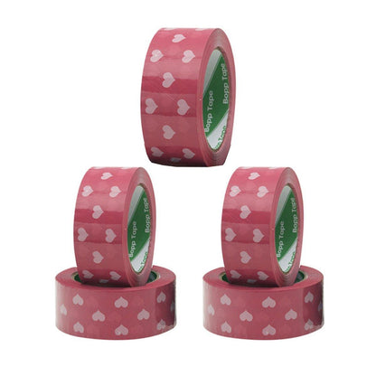 5pcs Cute Personality Packing Sealing Tape Adhesive Heart Design Colourful Glue - Pink