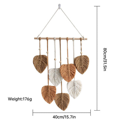 Handmade Braided Cotton Rope Wall Hanging - Brown, 90cm x 40cm, Eco-Friendly