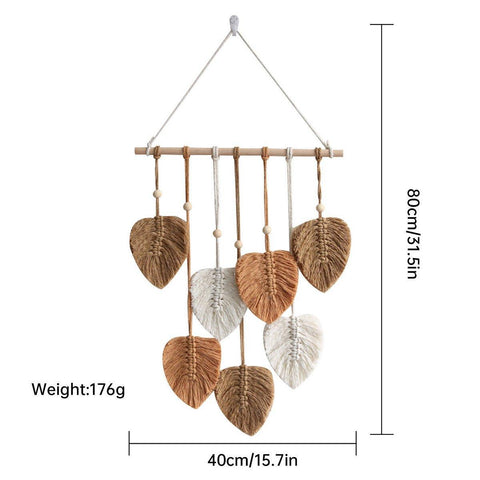 Handmade Braided Cotton Rope Wall Hanging - Brown, 90cm x 40cm, Eco-Friendly - SuperSaverAU - view 2
