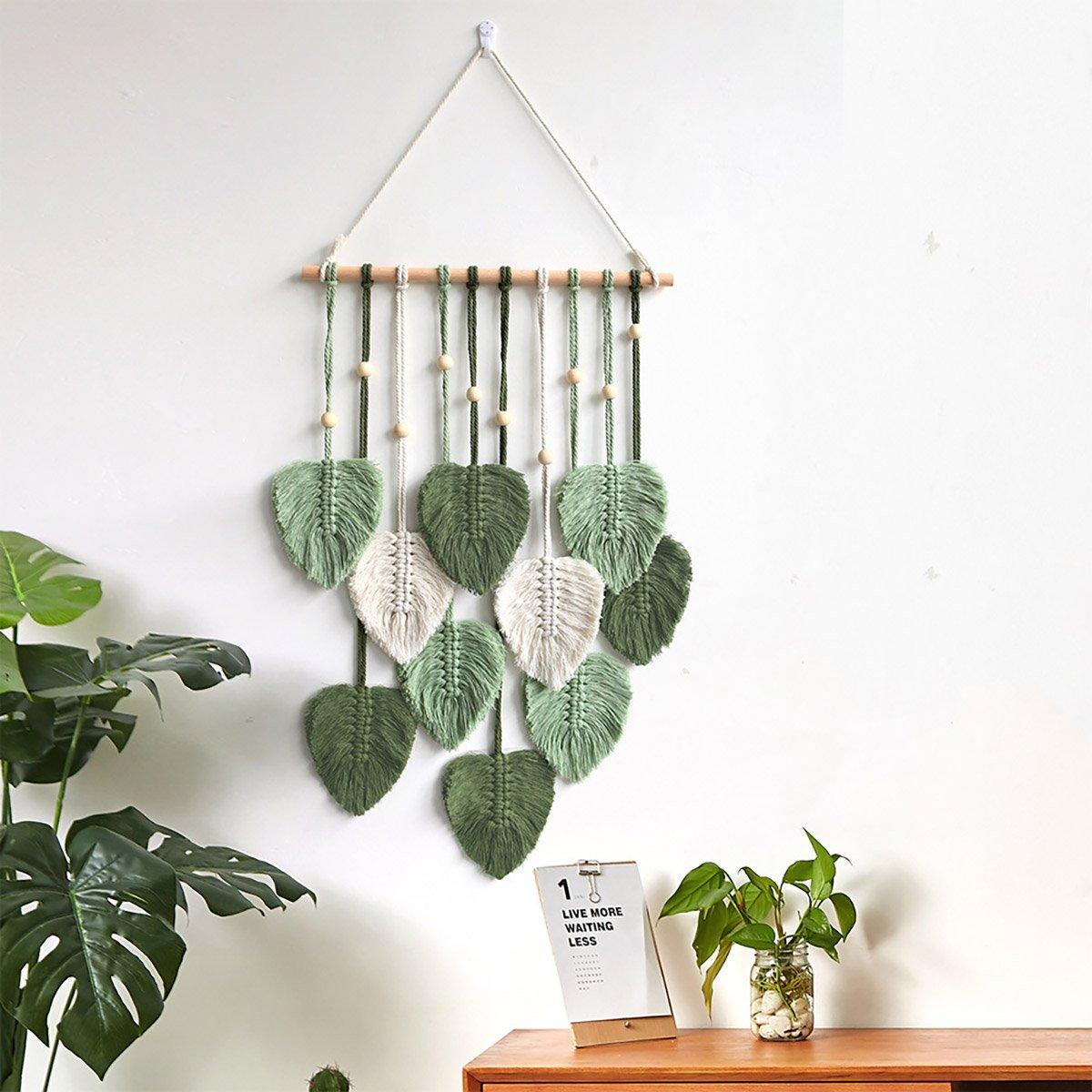 Handmade Braided Cotton Rope Wall Hanging - Brown, 90cm x 40cm, Eco-Friendly - SuperSaverAU - view 3