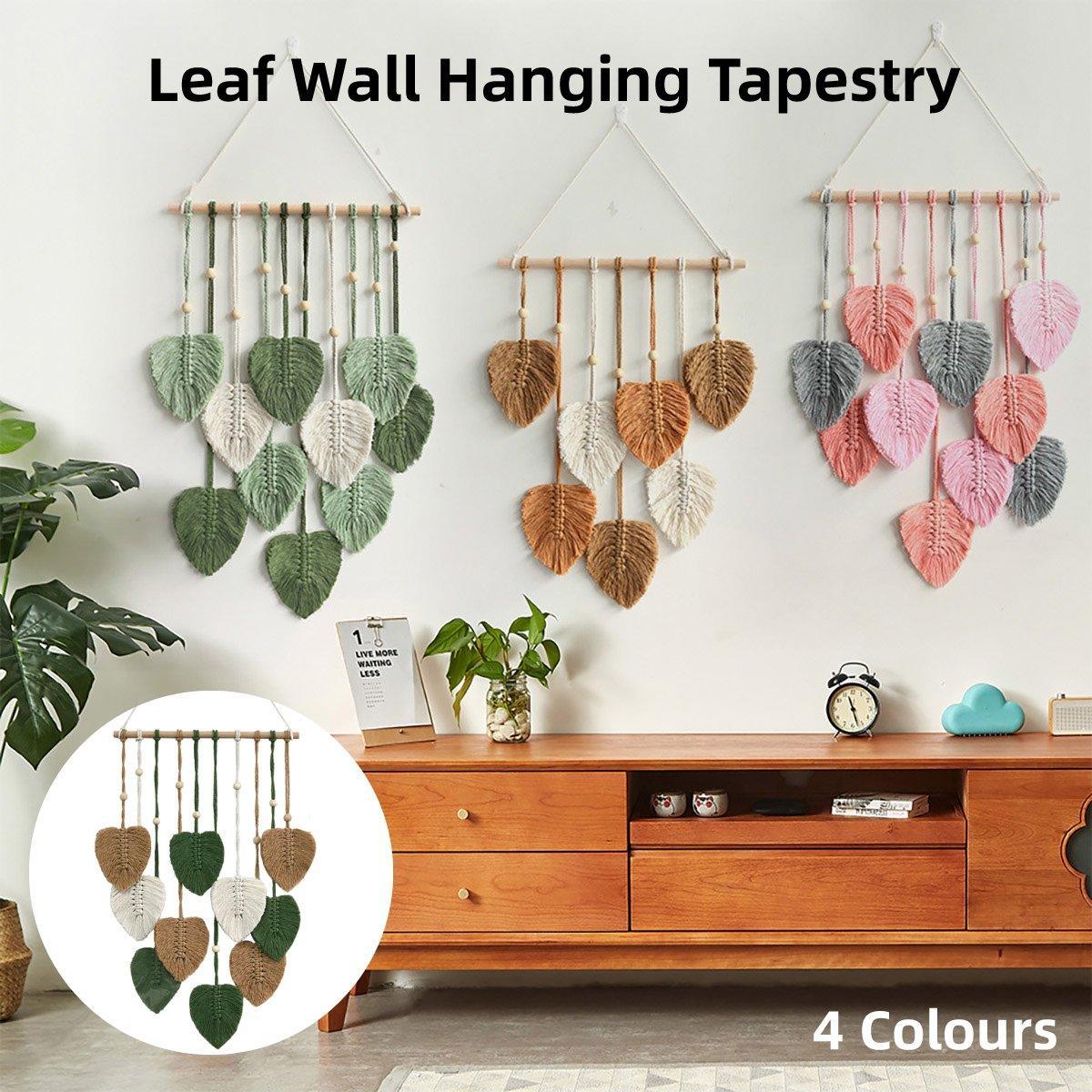 Handmade Braided Cotton Rope Wall Hanging - Green, 90cm x 40cm, Eco-Friendly - SuperSaverAU - view 1