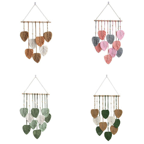 Handmade Braided Cotton Rope Wall Hanging - Green, 90cm x 40cm, Eco-Friendly - SuperSaverAU - view 2