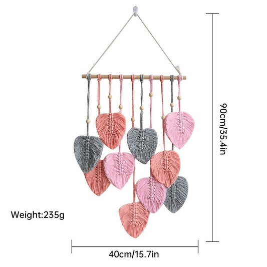 Handmade Braided Cotton Rope Wall Hanging - Khaki, 90cm x 40cm, Eco-Friendly