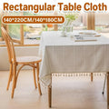 Elegant Rectangular Tablecloth with Tassels, 140x220cm, Cotton Blend, Multi-Purpose