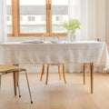 Elegant Rectangular Tablecloth with Tassels, 140x220cm, Cotton Blend, Multi-Purpose