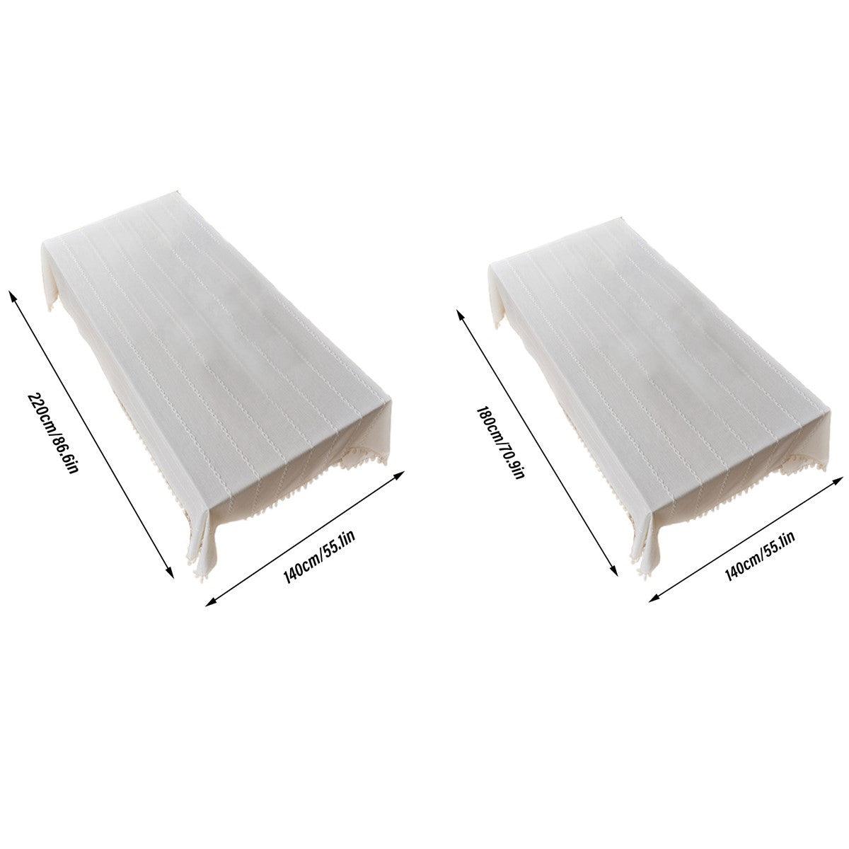 Elegant Rectangular Tablecloth with Tassels, 140x220cm, Cotton Blend, Multi-Purpose