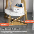Premium White 2 Tier Marble Look Round Side Table 40x55cm Nightstand