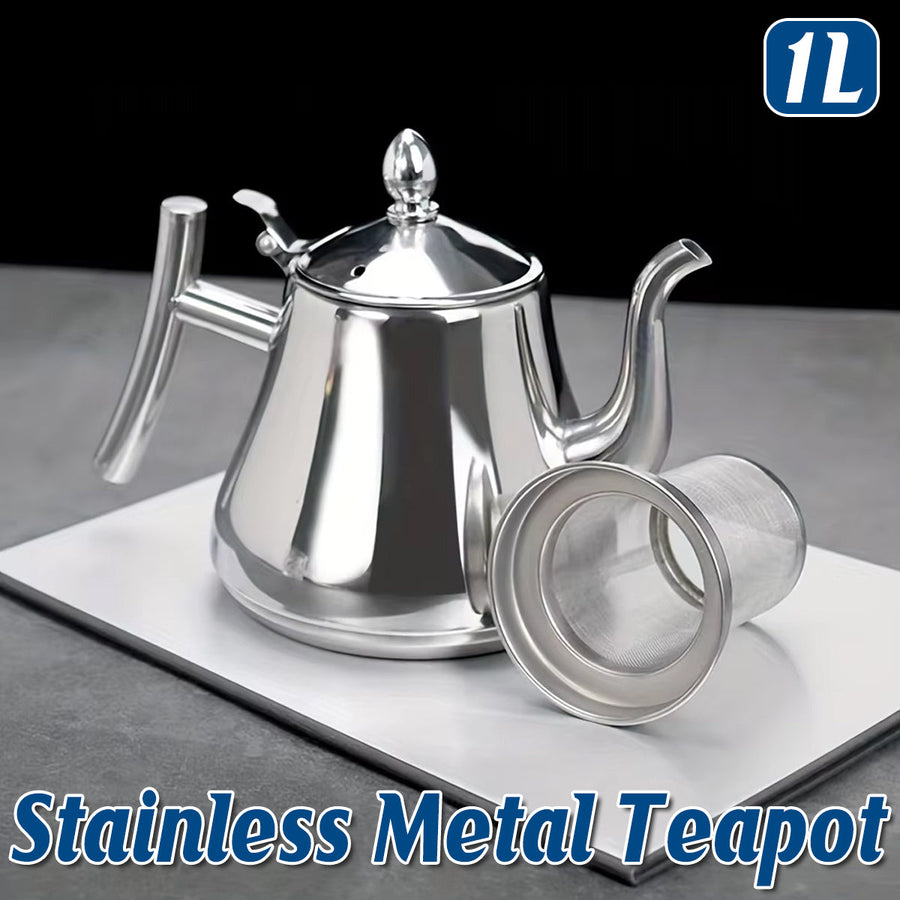 Stainless Steel Teapot Kettle 1L with Built-in Strainer for Restaurant & Home Use - SuperSaverAU - view 1
