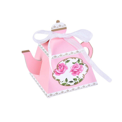 Premium Teapot Candy Boxes 50 Pcs with Unique Floral Designs - Pink