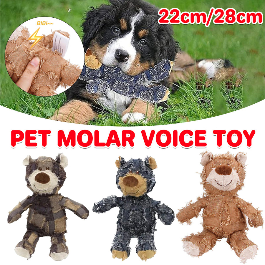 Premium Purple Plush Squeaky Bear Dog Toy for Puppies & Small Dogs - 22cm