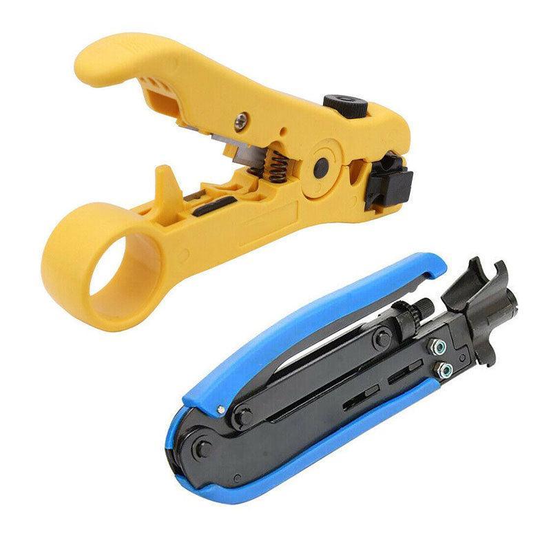 Premium 2 Piece Coaxial Cable Crimper & Stripper Kit for RG6 RG59 RG11