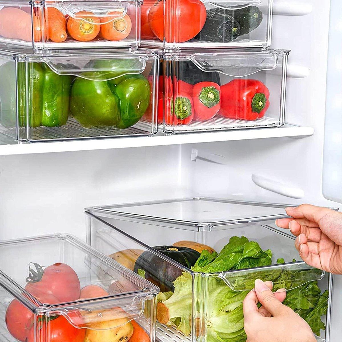 10PCS Clear PET Food Storage Box Set - Refrigerator Organizer