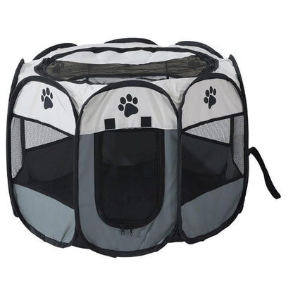 8 Panel Pet Tent Playpen Portable Dog Cat Crate - L (91X91X58CM) Grey