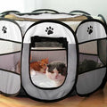 8 Panel Pet Tent Playpen Portable Dog Cat Crate - L (91X91X58CM) Grey - SuperSaverAU - view 3