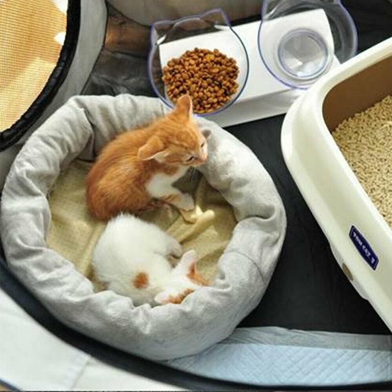 8 Panel Pet Tent Playpen Portable Dog Cat Crate - L (91X91X58CM) Grey