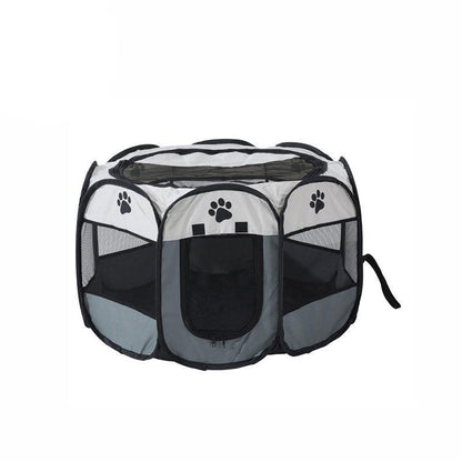 8 Panel Pet Tent Playpen Portable Dog Cat Crate - L (91X91X58CM) Grey