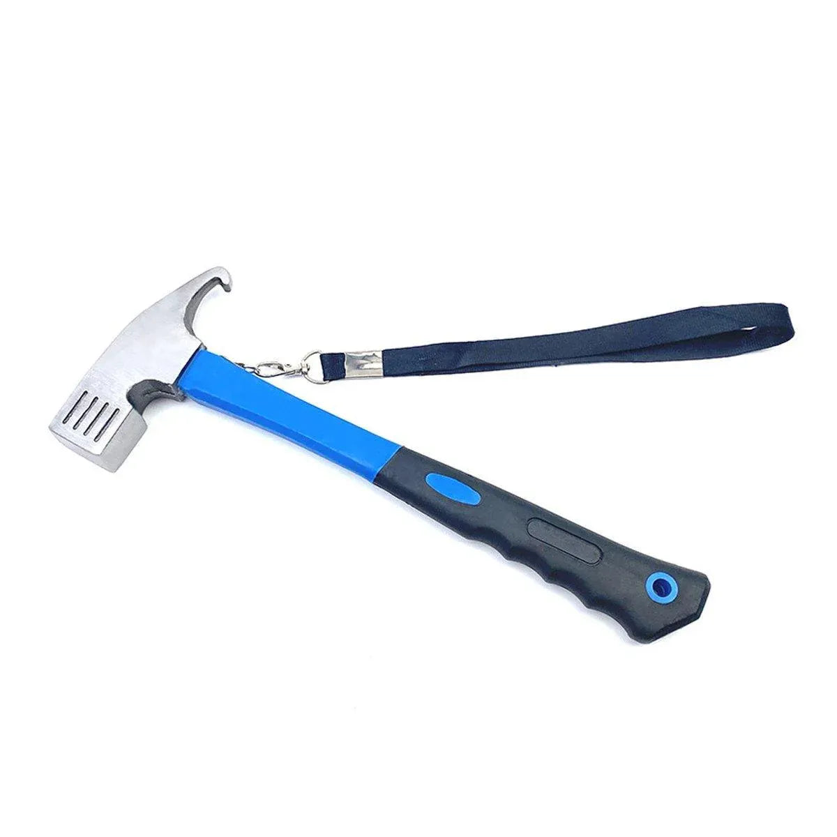 Premium Camping Hammer with Stake Puller & Rubber Grip - Blue