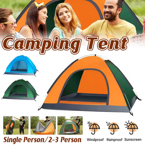 Outdoor Camping Tent Portable Sun Protection Lightweight Quick Setup Shelter - Blue 2-3 Person - SuperSaverAU - view 1