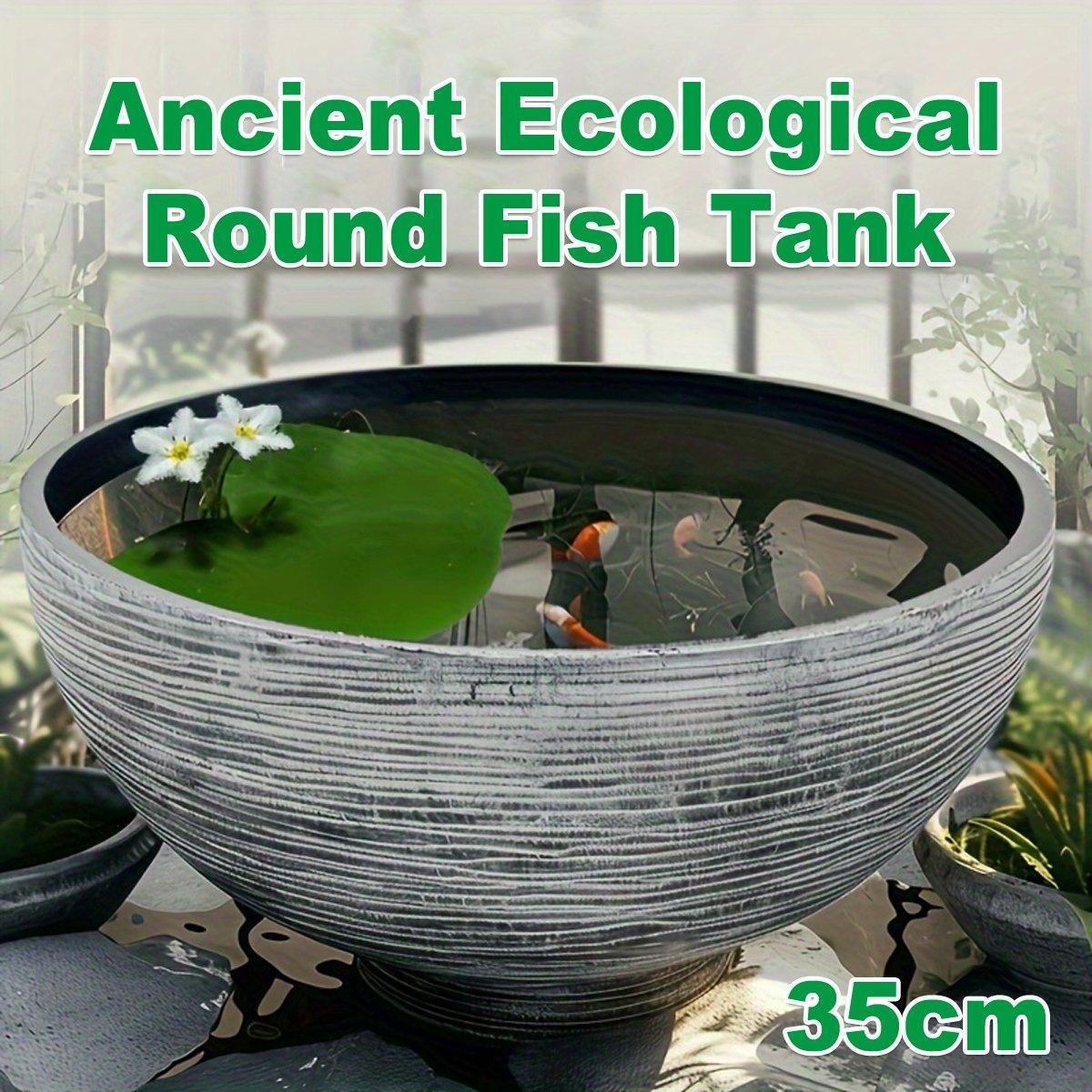 Premium Ancient Resin Fish Tank Lotus Flower Pot - 35cm