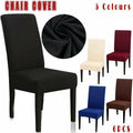 Brown Spandex Stretch Chair Covers Set - 6pcs Washable - SuperSaverAU - view 1