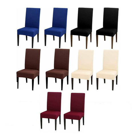 Beige Spandex Stretch Chair Covers Set - 6pcs Washable - SuperSaverAU - view 2