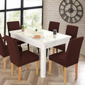 Beige Spandex Stretch Chair Covers Set - 6pcs Washable - SuperSaverAU - view 3