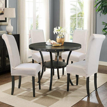 Beige Spandex Stretch Chair Covers Set - 6pcs Washable