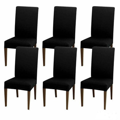 Beige Spandex Stretch Chair Covers Set - 6pcs Washable