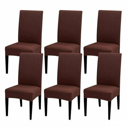 Beige Spandex Stretch Chair Covers Set - 6pcs Washable