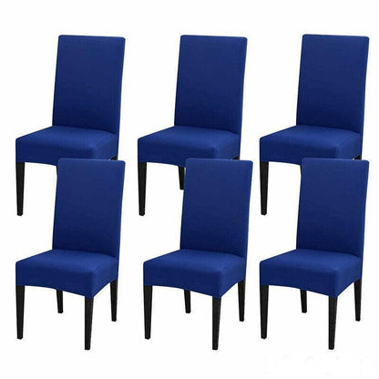 Beige Spandex Stretch Chair Covers Set - 6pcs Washable