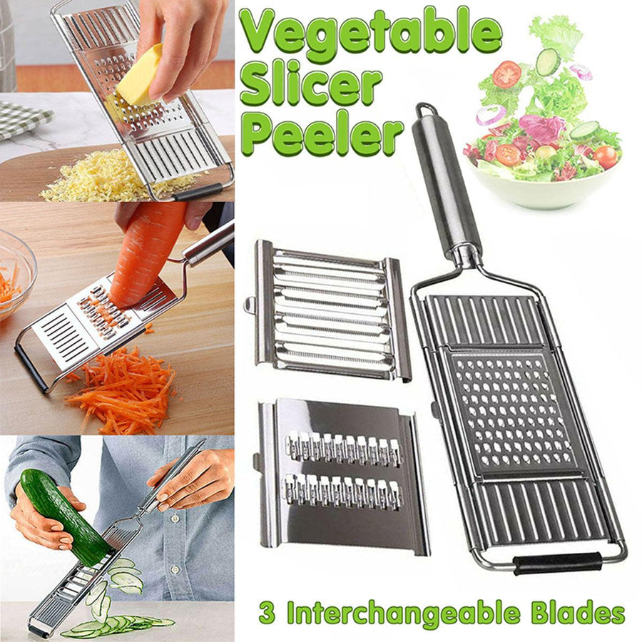 Premium 304 Stainless Steel Vegetable Grater Kit – 3 Blades