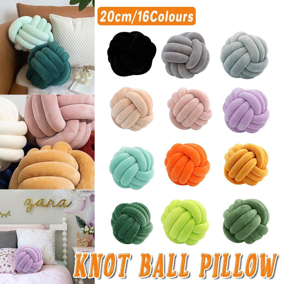 Three-Strand Braided Round Pillow Sofa Cushion Decorative Pillow for Living Room - Light Blue