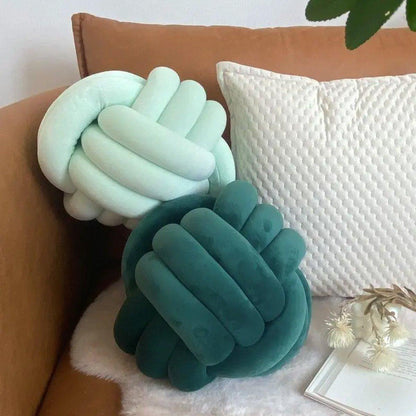 Three-Strand Braided Round Pillow Sofa Cushion Decorative Pillow for Living Room - Light Grey