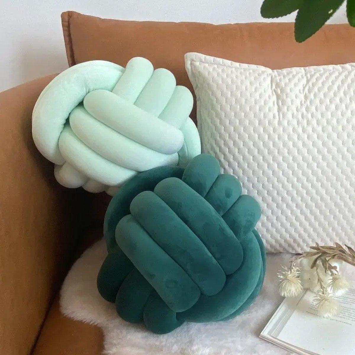 Three-Strand Braided Round Pillow Sofa Cushion Decorative Pillow for Living Room - Cream White