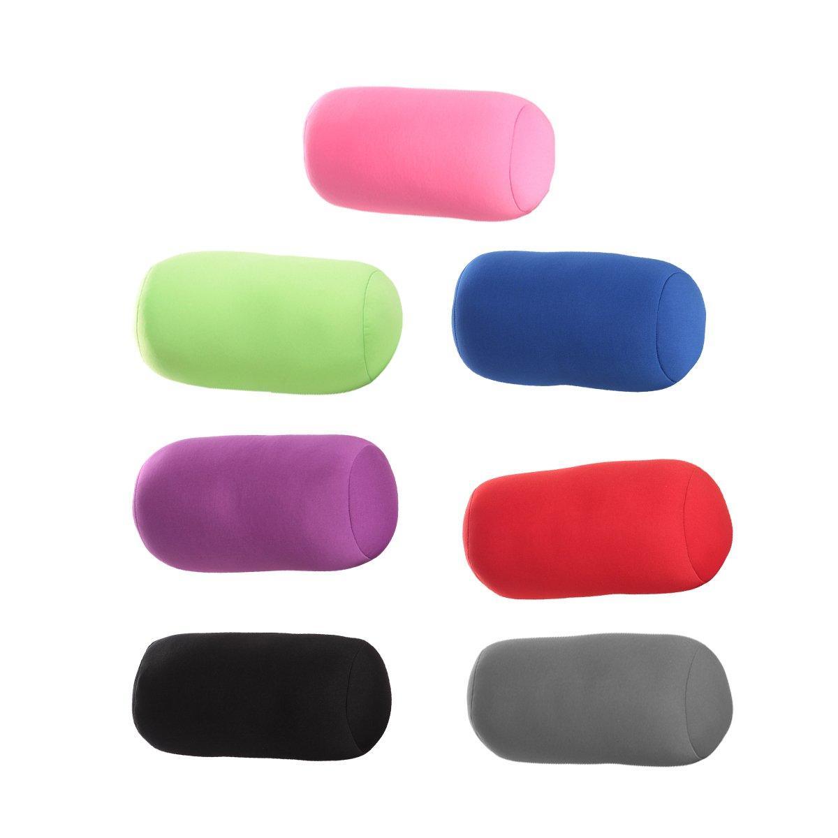 Solid Color Cylindrical Foam Particle Pillow Multi-Functional Neck Waist Support - Pink