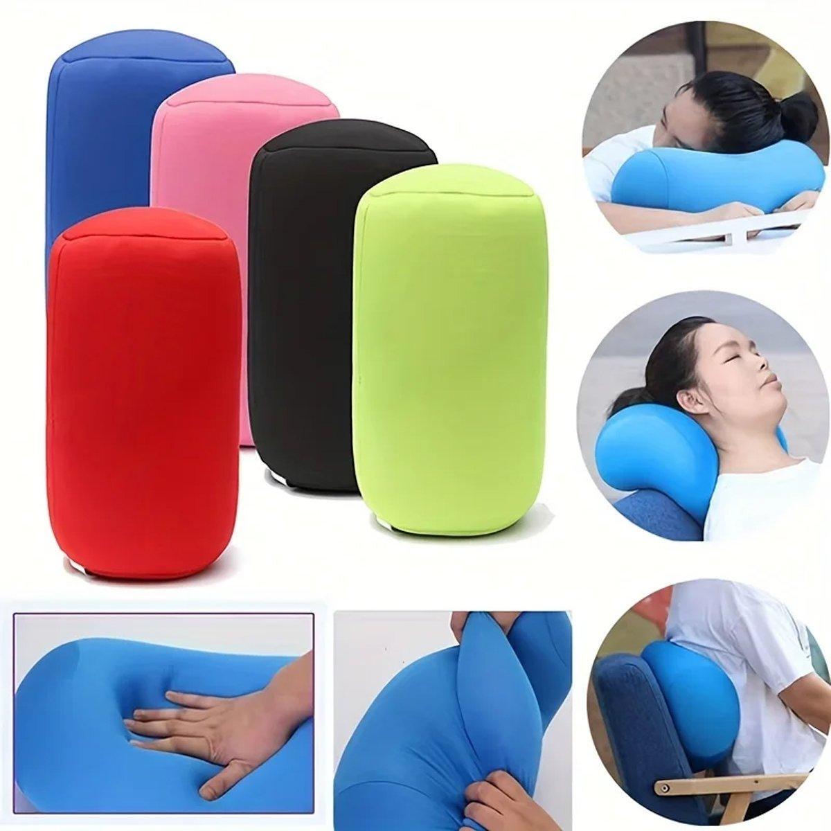 Solid Color Cylindrical Foam Particle Pillow Multi-Functional Neck Waist Support - Pink - SuperSaverAU - view 4