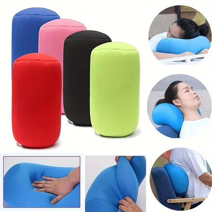 Solid Color Cylindrical Foam Particle Pillow Multi-Functional Neck Waist Support - Pink