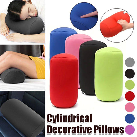 Solid Color Cylindrical Foam Particle Pillow Multi-Functional Neck Waist Support - Purple - SuperSaverAU - view 1