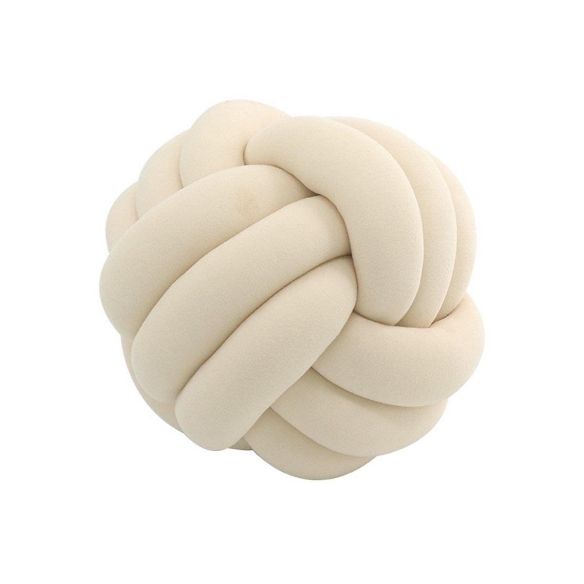 Three-Strand Braided Round Pillow Sofa Cushion Decorative Pillow for Living Room - Light Khaki