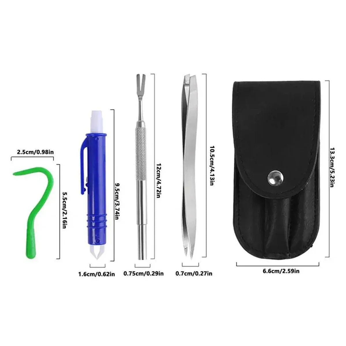 Premium 5 Piece Pet Flea & Tick Removal Tool Set with Carry Pouch