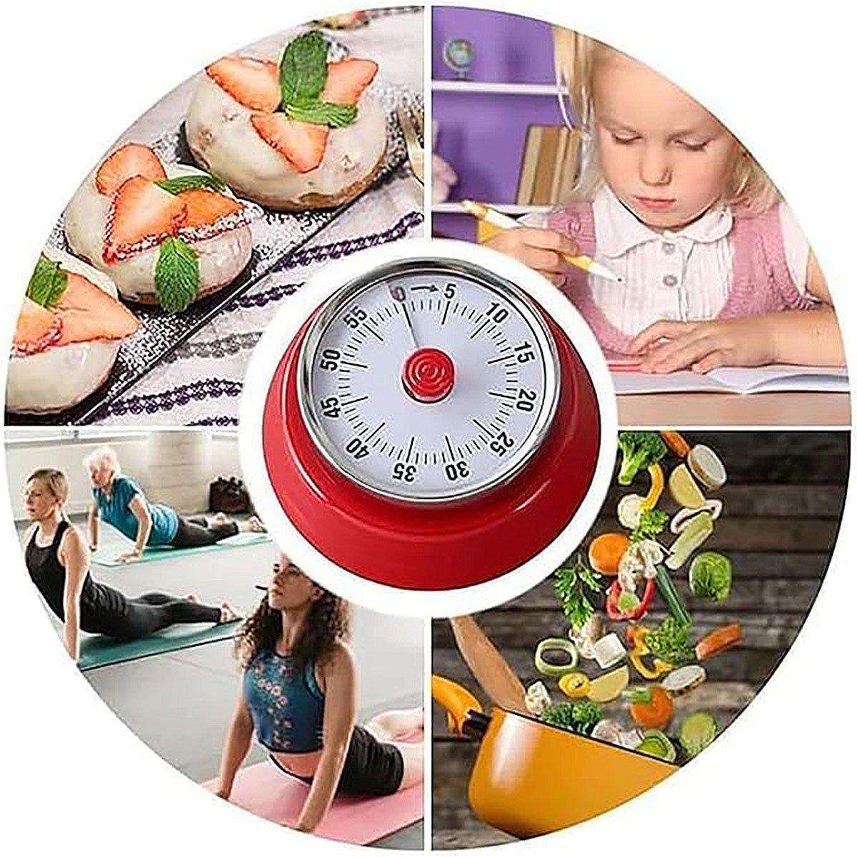 60-Minute Visual Analog Timer - Kitchen Countdown Clock - Red - SuperSaverAU - view 4
