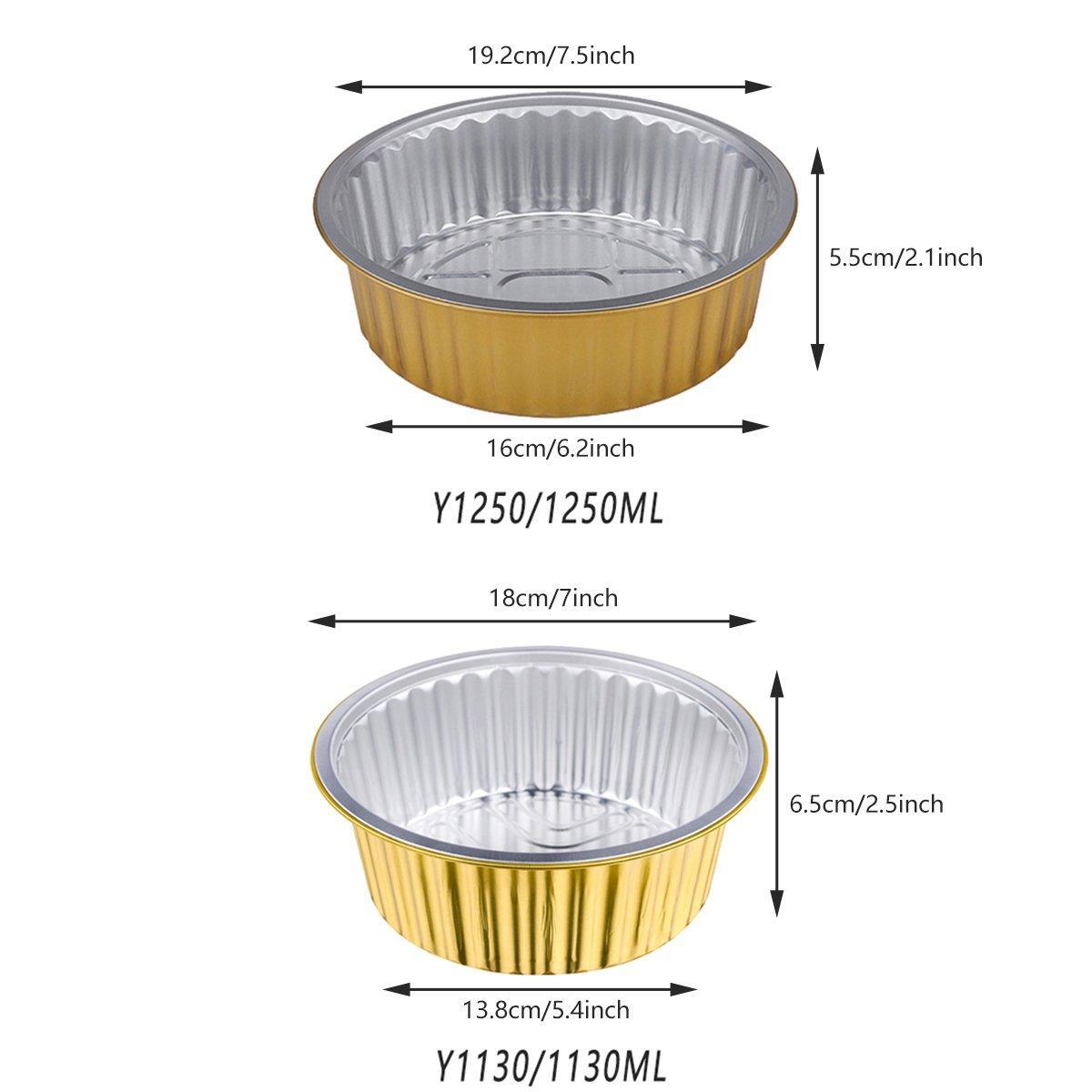 50PCS 455ml Thickened Round Aluminum Foil Containers with Lids