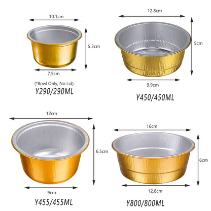 50PCS 620ml Thickened Round Aluminum Foil Containers with Lids