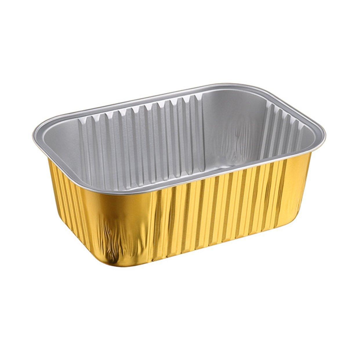 50PCS Thickened Aluminum Foil Boxes with Plastic Lids - 1000ml