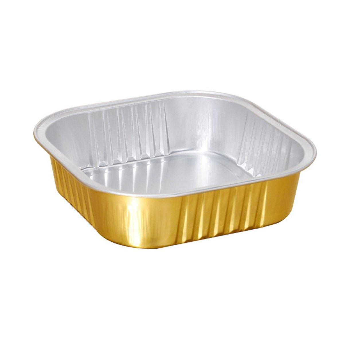 50PCS Thickened Aluminum Foil Boxes with Plastic Lids - 580ml