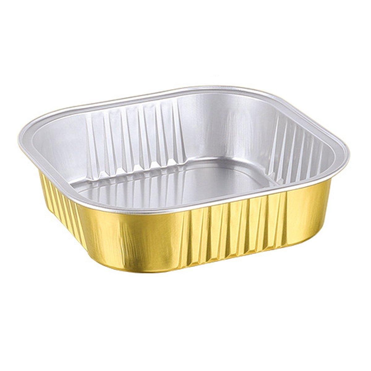 50PCS Thickened Aluminum Foil Boxes with Plastic Lids - 580ml