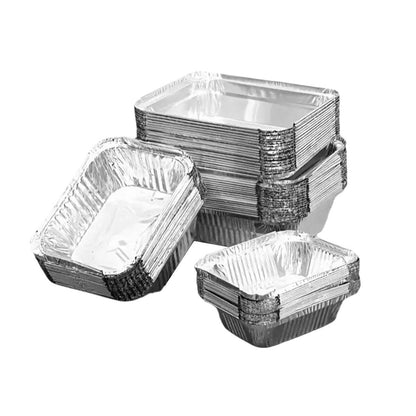 125PCS Disposable Quadrate Tin Foil Pans Oven Grill Safe Non-Stick Baking Trays - 125pcs-700ml