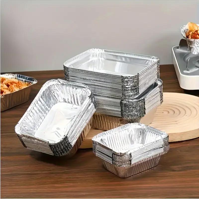 125PCS Disposable Quadrate Tin Foil Pans Oven Grill Safe Non-Stick Baking Trays - 125pcs-700ml - SuperSaverAU - view 3